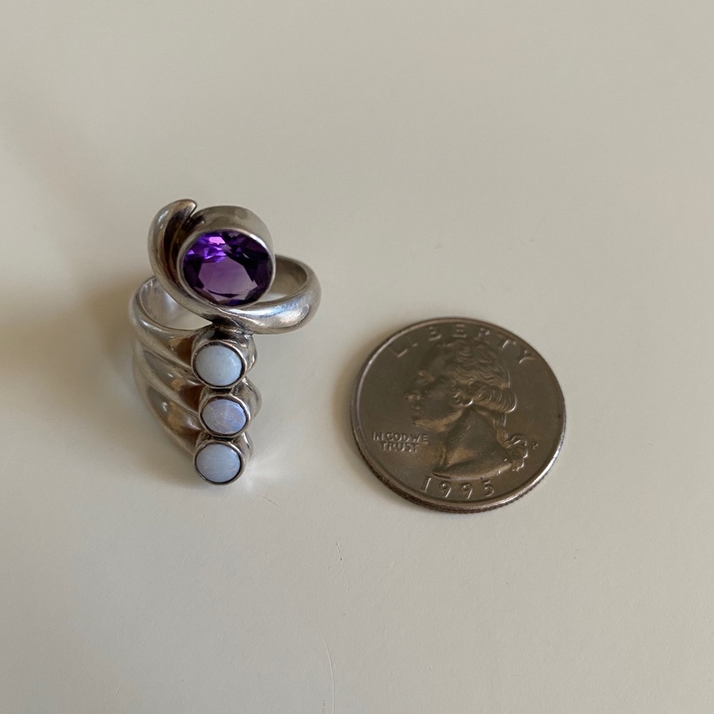 Statement Silver Ring With Amethyst - image 4